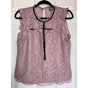 Soho New York & Company Pink Sleeveless Lace Blouse